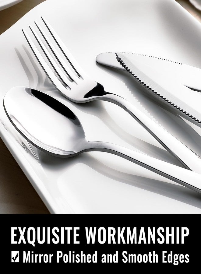 HIWARE 48-Piece Silverware Set with Steak Knives for 8, 18/8 Stainless Steel Flatware Cutlery Set For Home Kitchen Restaurant Hotel, Kitchen Utensils Set, Mirror Polished, Dishwasher Safe - Image 3